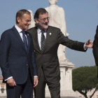 Mariano Rajoy, segundo por la derecha, a su llegada a la Cumbre de Roma.-EFE / Antonello Nusca