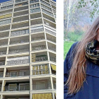 A la izquierda, el Edificio Infantes desde cuyo ático se precipitó. Al lado María Lamadrid en una reciente imagen de su perfil en instagram.-Diari Serpis