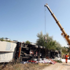 Estado de uno de los camiones implicado en una colisión en la N-122, en Quintanilla de Onésimo (Valladolid)-Ical