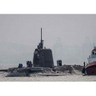 El submarino nuclear 'HMS Ambush', en aguas de Gibraltar, el 20 de julio.-AFP