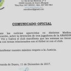 Comunicado oficial.-EUROPA PRESS