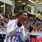 Guardiola celebra su gol en Ipurua que dio la victoria al Valladolid.-PHOTO-DEPORTE