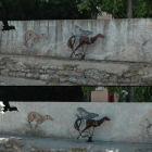 Comparativa general de la restauración del mural del Museo de Pintura y Escultura.-E. M.