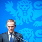 Donald Tusk durante su rueda de prensa en Tallin, la capital de Estonia.-MARKO MUMM / AFP