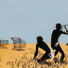 Trolley Hunters, uno de los grabados de Banksy.-