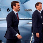 Pablo Iglesias, Pablo Casado, Albert Rivera y Pedro Sánchez, en el debate electoral de Atresmedia del pasado abril.-EFE / JUANJO MARTÍN