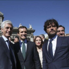 El número dos del PP, Adolfo Suárez Illana, junto a Pablo Casado y otros candidatos al 28-A.-EL PERIÓDICO