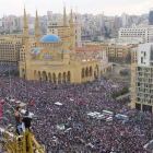 Imagen aérea de la manifestación de este domingo en Beirut.-WAEL HAMZEH (EFE)