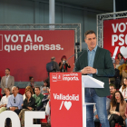 El secretario general del PSOE y presidente del Gobierno, Pedro Sánchez, participa en un acto público en Valladolid. -ICAL
