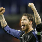 Ramos celebra uno de los goles del Madrid.-EFE
