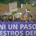 Un momento de la concentración en la plaza de Fuente Dorada de la capital vallisoletana.-ICAL