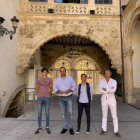 Los dos novilleros en su visita a la Diputación de Salamanca junto al diputado de Cultura David Mingo y José Ignacio Sánchez. / @CircuitoCyL