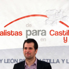 El secretario general del PSCyL-PSOE, Luis Tudanca, explica en rueda de prensa el contenido de la reunión de la Permanente de la Comisión Ejecutiva Autonómica-Ical