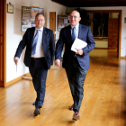 El presidente de la Diputación de Valladolid, Jesús Julio Carnero, junto al rector de la Universidad de Valladolid, Daniel Miguel, hace un balance del proyecto europeo de educación y sensibilización Rural Dear Agenda-ICAL