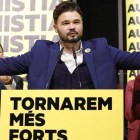 Gabriel Rufián y Pere Aragonès, en la noche electoral.-FERRAN NADEU