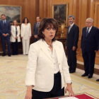 Dolores Delgado al prometer su cargo como ministra de Justicia.-EFE