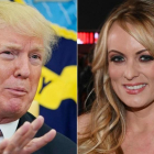 Fotos de archivo del presidente de Estados Unidos, Donald Trump y la actriz porno, Stormy Daniels.-GETTY IMAGES