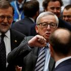 El presidente en funciones Mariano Rajoy, este martes en Bruselas junto al máximo responsable de la Comisión, Jean Claude Juncker-REUTERS