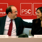 Miquel Iceta y Núria Parlon, en una reunión de la ejecutiva del PSC, el pasado 17 de octubre.-EFE / TONI ALBIR