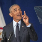 Obama, el pasado viernes en la Universidad de Ilinois.-AP / STEPHEN HAAS