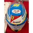 El casco que Fernando Alonso llevará en el GP de Rusia, con el mensaje de apoyo a Jules Bianchi.-Foto: TWITTER