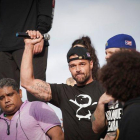 Ricky Martin durante las protestas en Puerto Rico.-AFP