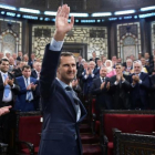 El presidente Bashar el Asad el pasado 7 de junio antes de dar un discurso en el Parlamento sirio.-AFP