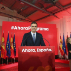 Pedro Sánchez, este lunes durante la presentación del programa electoral del PSOE, en Madrid.-DAVID CASTRO