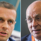 Aleksander Ceferin y Michael van Praag, aspirantes a presidir la UEFA.-AFP / FABRICE COFFRINI