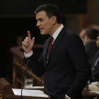 Pedro Sánchez, durante su discurso.-JOSÉ LUIS ROCA
