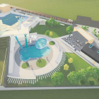Recreación virtual de las piscinas municipales de Villanubla, con un nuevo vaso en el solar de la plaza de toros.-A.V.