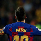 Messi, este martes en el Camp Nou.-EFE