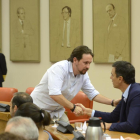 Pablo Iglesias y Pedro Sánchez, en el Congreso en una imagen de archivo.-BERNARDO DÍAZ