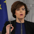 Comparecencia de la vicepresidenta del Gobierno, Soraya Sáenz de Santamaría, el pasado jueves.-/ JOSÉ LUIS ROCA