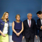 (I a D) La consejera de Economía y Hacienda, Pilar del Olmo; la vicepresidenta, portavoz y consejera de Empleo, Rosa Valdeón; Francisco Javier de Andrés Guijarro, secretario general de la consejería de Hacienda y José Antonio Mayoral Encabo, secretario ge-ICAL