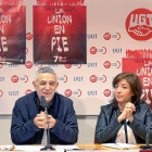 Agustín Prieto y Nuria Pérez ayer, en la presentación del séptimo congreso ordinario de UGT Castilla y León.-ICAL