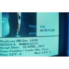 Ficha y rostro del replicante Leon Kowalski, en 'Blade Runner', donde se ve la fecha de su creación.-
