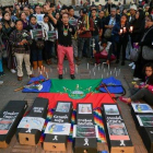 Organizaciones indígenas en Colombia protestan por la ola de asesinatos ocurridos en su contra.-AFP