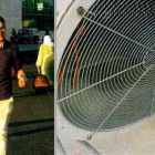 A la izquierda, Younes Abouyaqoub, en el aeropuerto de Tánger. A la derecha, extractor del aire acondicionado de un centro comercial de esa ciudad marroquí (imágenes de la tarjeta de memoria del terrorista).-EL PERIÓDICO
