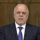 El primer ministro de Irak, Haider al-Abadi, durante su discurso en televisión.-REUTERS / TV