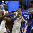 Serge Ibaka, durante el incidente.-KIM SPELLMAN