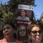 Manifestación frente a un tribunal de Rabat en solidaridad con la periodista Hajar Raissouni, el pasado 9 de septiembre.-AP