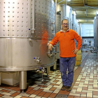 Antonio Polo junto a los depósitos de acero inoxidable de la bodega que elabora los tintos Pagos de Peñafiel. Abajo, una de las viñas.-M. T.