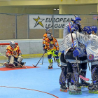 El CPLV celebra un tanto en el partido contra Mannheim.-CERILH/W. Skate Europe
