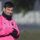 Leo Messi, durante un entrenamiento en la ciudad deportiva de Sant Joan Despí.-JORDI COTRINA