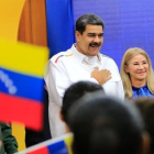 Nicolás Maduro, el presidente de Venezuela junto a la primera dama.-EFE