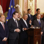 Los presidentes del Congreso y Senado en la última reunión de las Cortes, para celebrar el día de la Constitución.-JUAN MANUEL PRATS