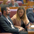 Luis Tudanca y Virginia Barcones, en una imagen de archivo durante un Pleno de las Cortes.-J.M.LOSTAU