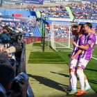 Aguado, Plano, Kike y León celebran el gol del segundo en Getafe. / RV. I. SOLA