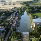 Imagen aérea de la dársena del Canal de Castilla en Medina de Rioseco.-ICAL